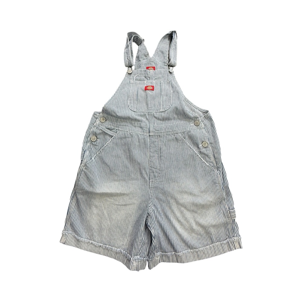 Dickies Shortalls Womens M Blue White Hickory Stripe Denim Workwear